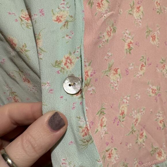 Jenny Helene Vintage 90s Patchwork Pastel Floral Midi Dress Cottagecore Large - Picture 4 of 7